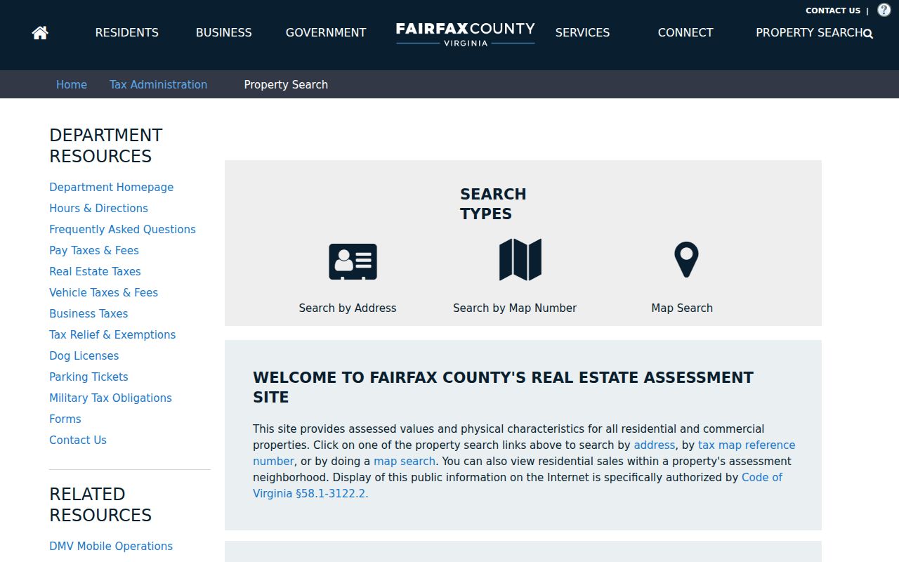 Rose Hill previous residents Fairfax iCare property assessment search