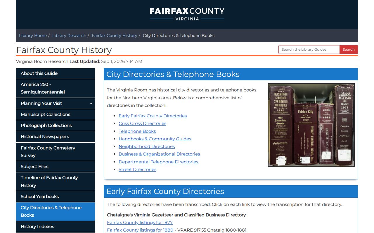 Rose Hill city directory holdings at the Virginia Room