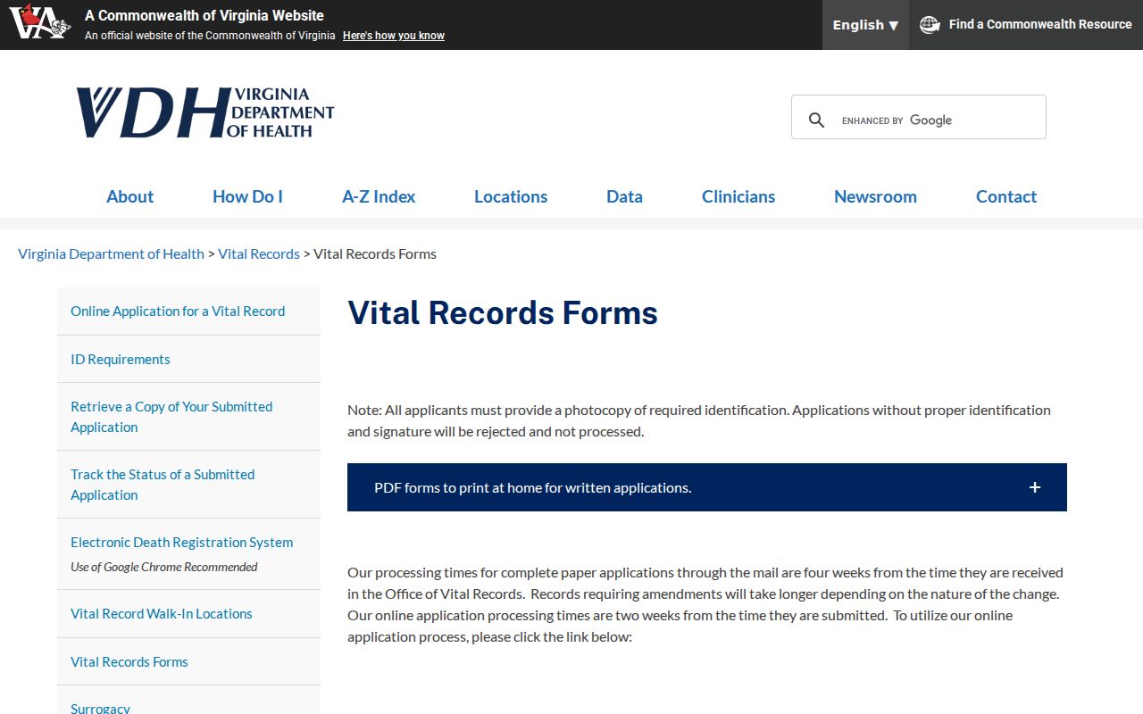 Rose Hill residents directory Virginia vital records forms